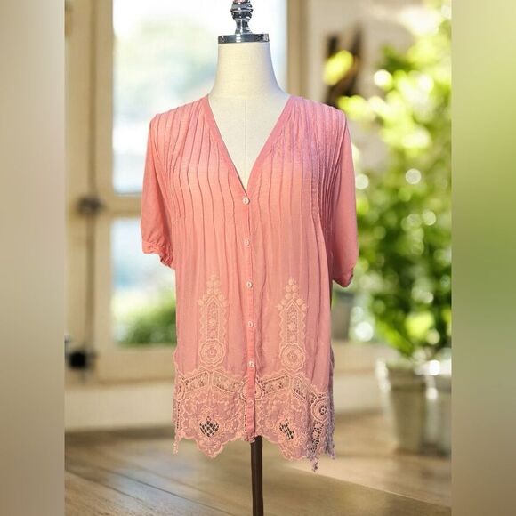 Johnny Was Embroidered Detail Tunic Top Blouse - Picture 1 of 16